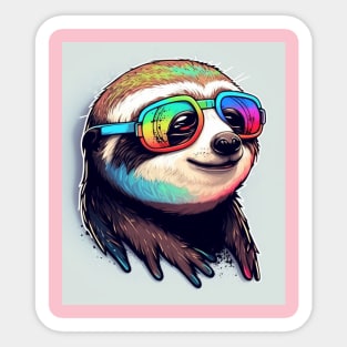 Happy summer rainbow shades sloth Sticker